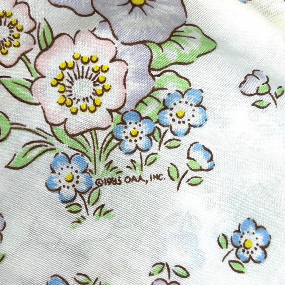 Vintage 1983 Cabbage Patch Kids Pequot Twin Fitted Sheet Floral Garden Butterfly